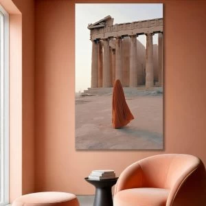 Γυναίκα με μανδύα στον Παρθενώνα - Πίνακας σε καμβά