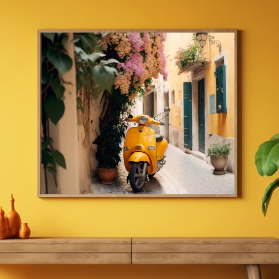 Yellow scooter - Πίνακας σε καμβά