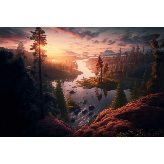 Sunset river 2 - Πίνακας σε καμβά