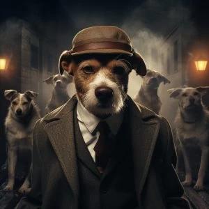 Jack Russell με φανάρια - Mafia animals - Πίνακας σε καμβά