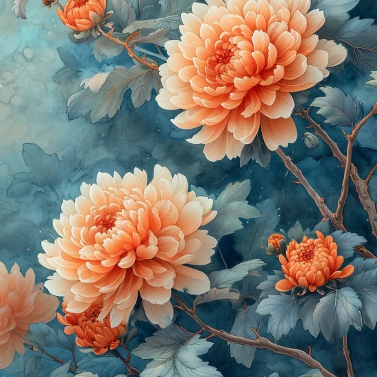 Chinese chrysanthe - Πίνακας σε καμβά