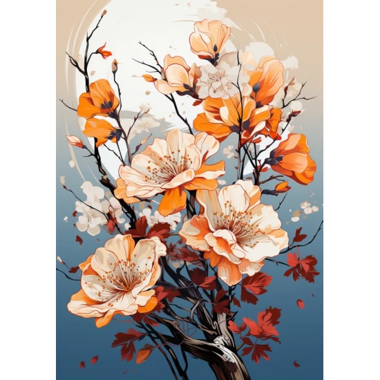 Beige painting flowers - Πίνακας σε καμβά