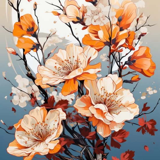 Beige painting flowers - Πίνακας σε καμβά