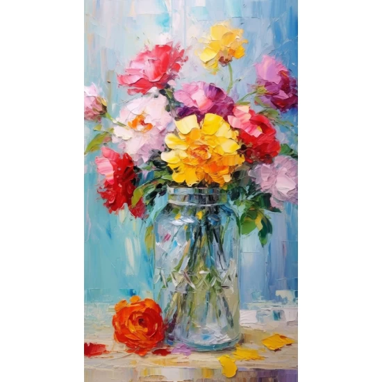 Colorful flowers in a vase - Πίνακας σε καμβά