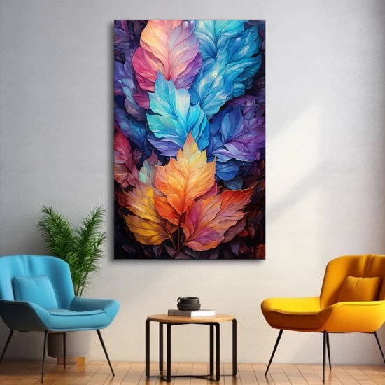 Leaves in rainbow colors - Πίνακας σε καμβά