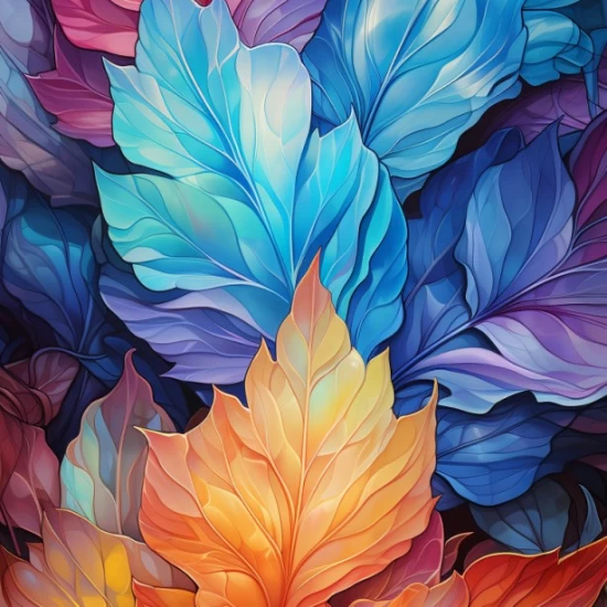 Leaves in rainbow colors - Πίνακας σε καμβά