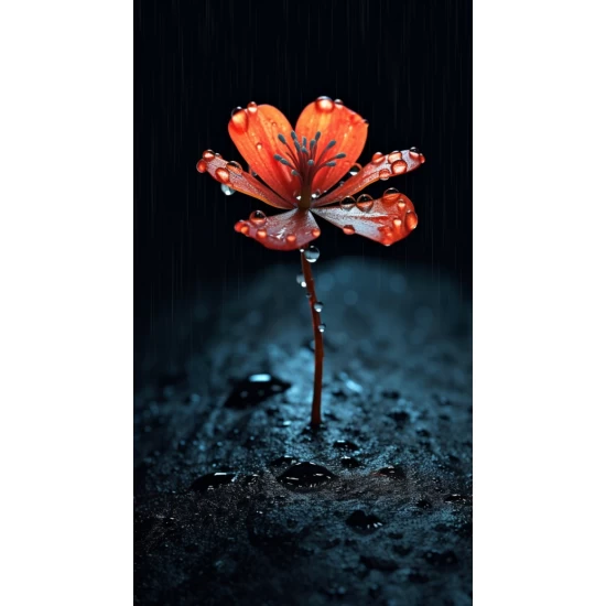 Miniature flower with rain - Πίνακας σε καμβά