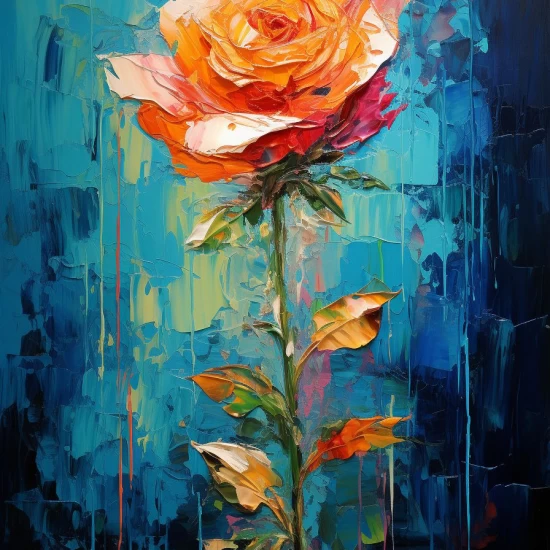 Orange rose - Πίνακας σε καμβά