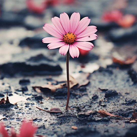 Pink flower on the ground - Πίνακας σε καμβά
