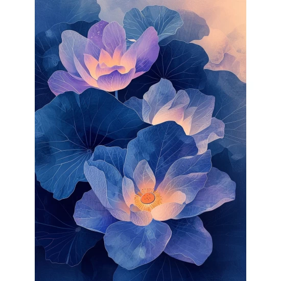 Purple water lilies - Πίνακας σε καμβά