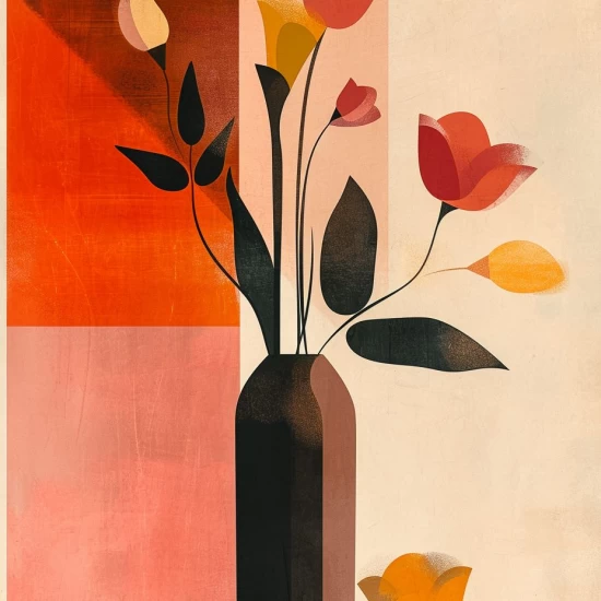 Vase with flowers - Πίνακας σε καμβά