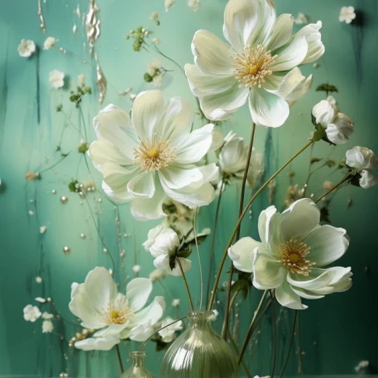 White flowers in a vase - Πίνακας σε καμβά