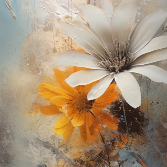 Yellow and white painting flowers - Πίνακας σε καμβά