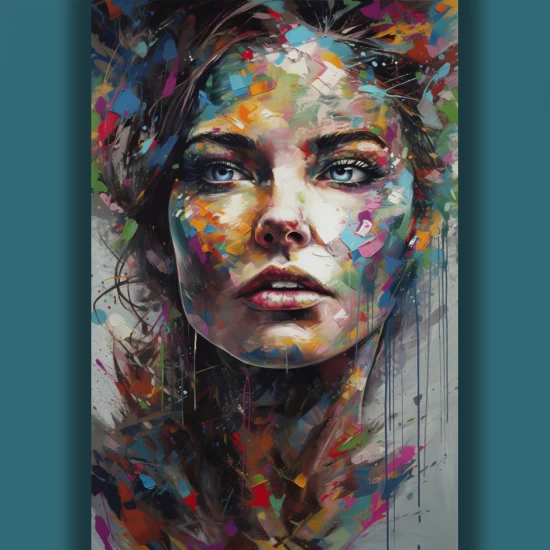 Color splashed woman - Πίνακας σε καμβά