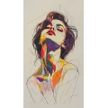 Woman drawing - Πίνακας σε καμβά