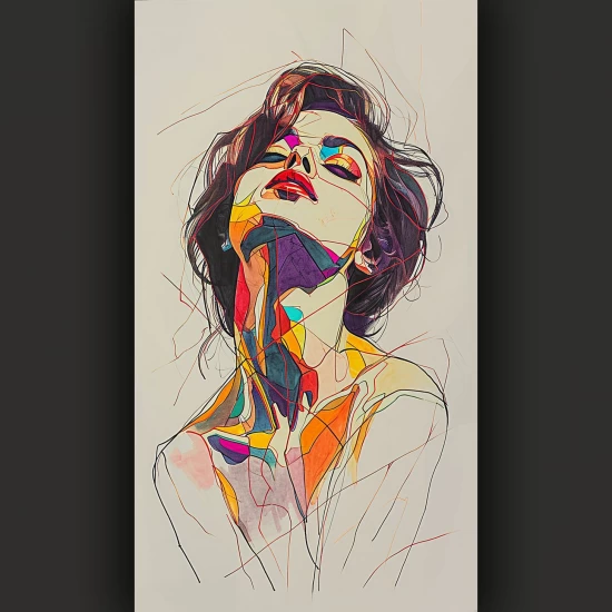 Woman drawing - Πίνακας σε καμβά
