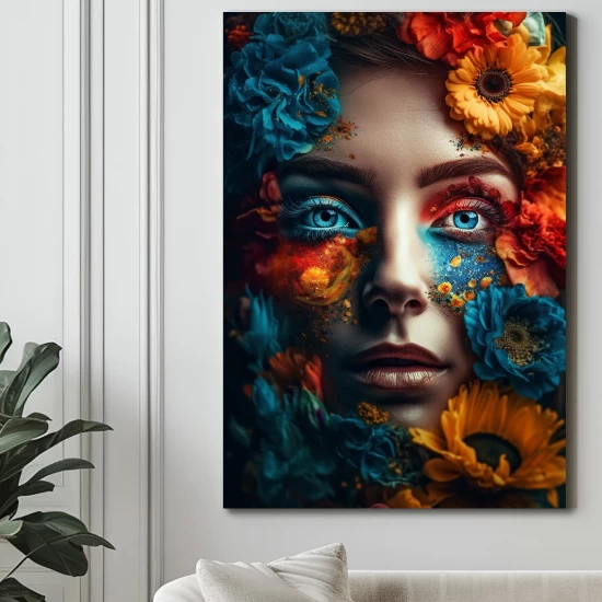 Woman dressed on flowers - Πίνακας σε καμβά