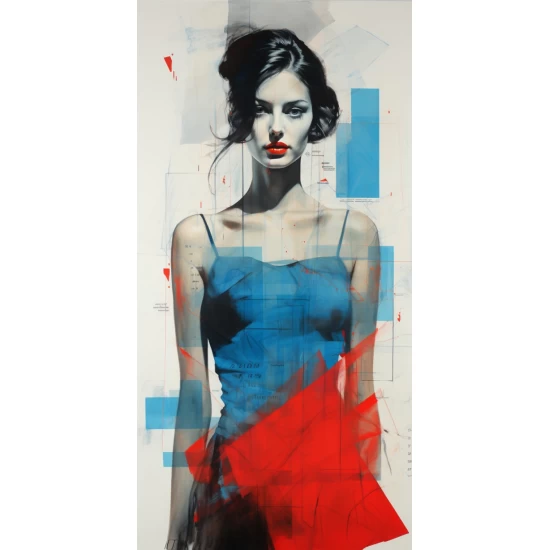 Woman in blue - Πίνακας σε καμβά