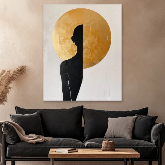 Minimalist black and gold - Πίνακας σε καμβά