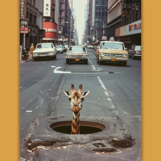 Road giraffe - Πίνακας σε καμβά
