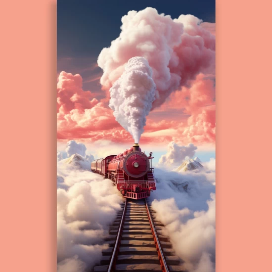 Train in the sky - Πίνακας σε καμβά