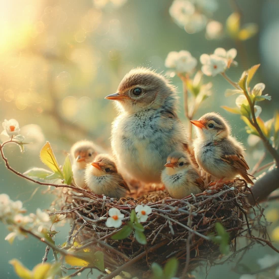 Βaby birds - Πίνακας σε καμβά