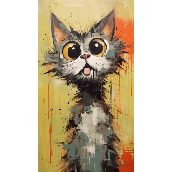 Cartoon cat looking up - Πίνακας σε καμβά