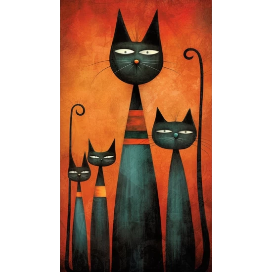 Cat family portrait - Πίνακας σε καμβά