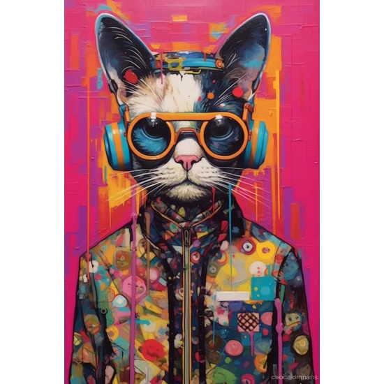 Funky cat - Πίνακας σε καμβά