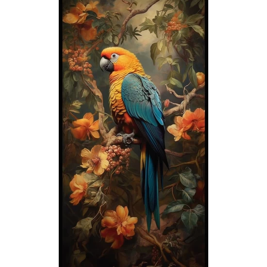 Parrot sitting on the tree - Πίνακας σε καμβά