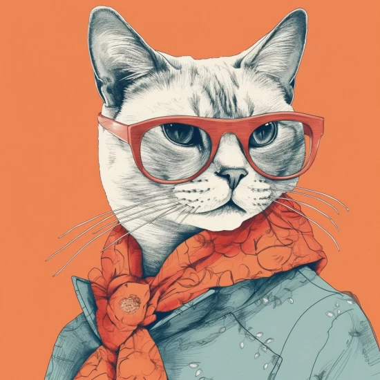Trendy 60s fashion cat - Πίνακας σε καμβά