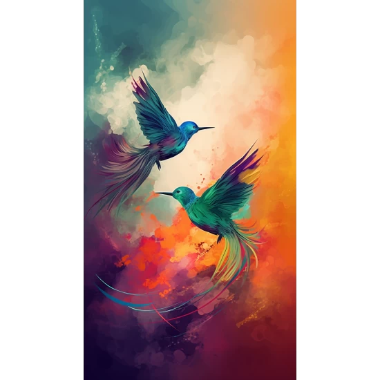 Two birds flying - Πίνακας σε καμβά