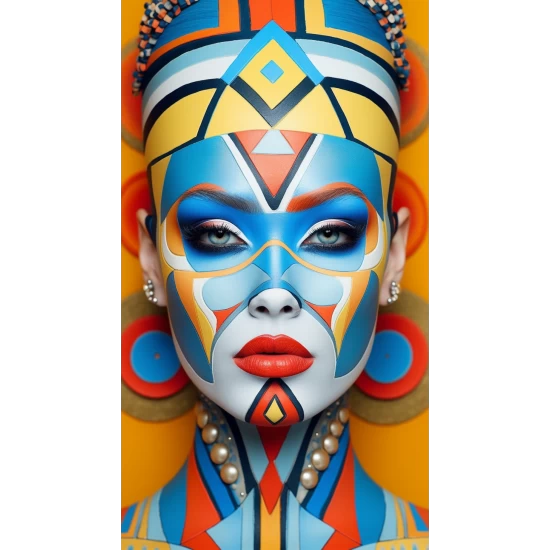 Colorful geometrics face - Πίνακας σε καμβά