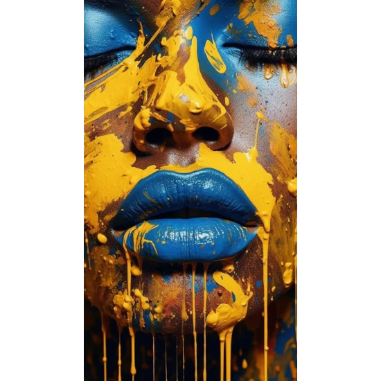 Woman with blue lips - Πίνακας σε καμβά