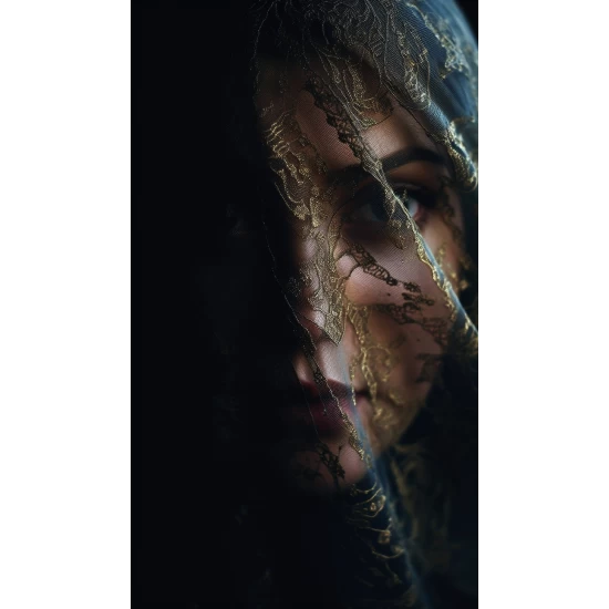 Womans face with lace - Πίνακας σε καμβά