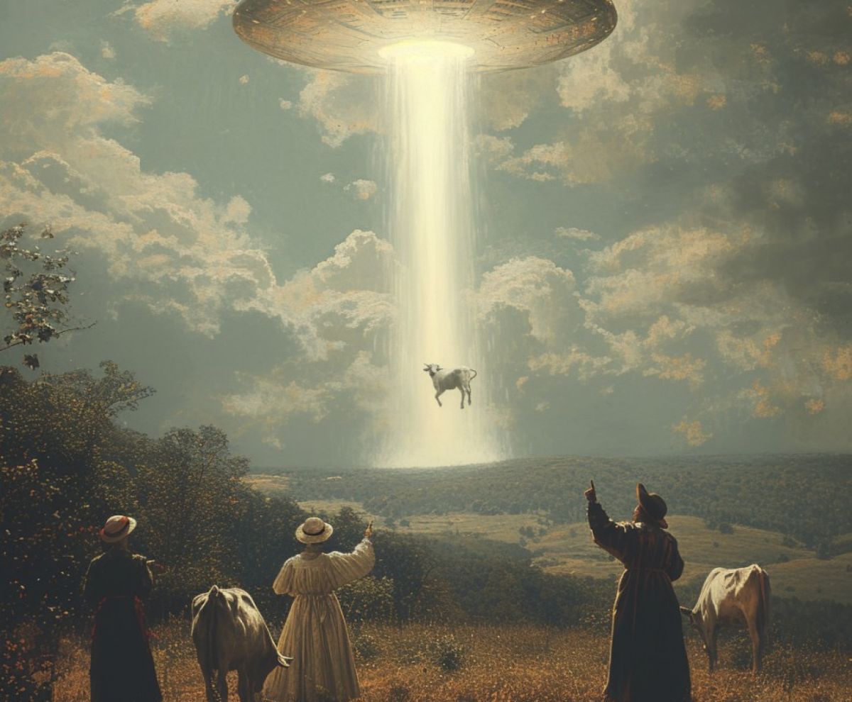 Ufo kidnaping - surreal πίνακας σε καμβά σε χώρο